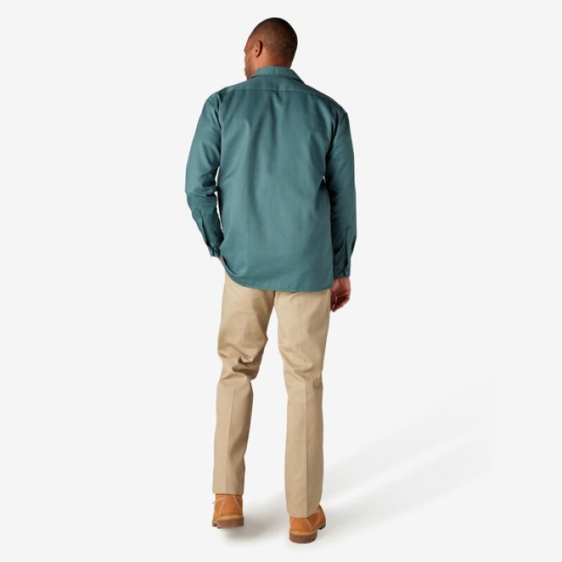 Dickies Long Sleeve Lucru Shirt Verzi | JHBD8124