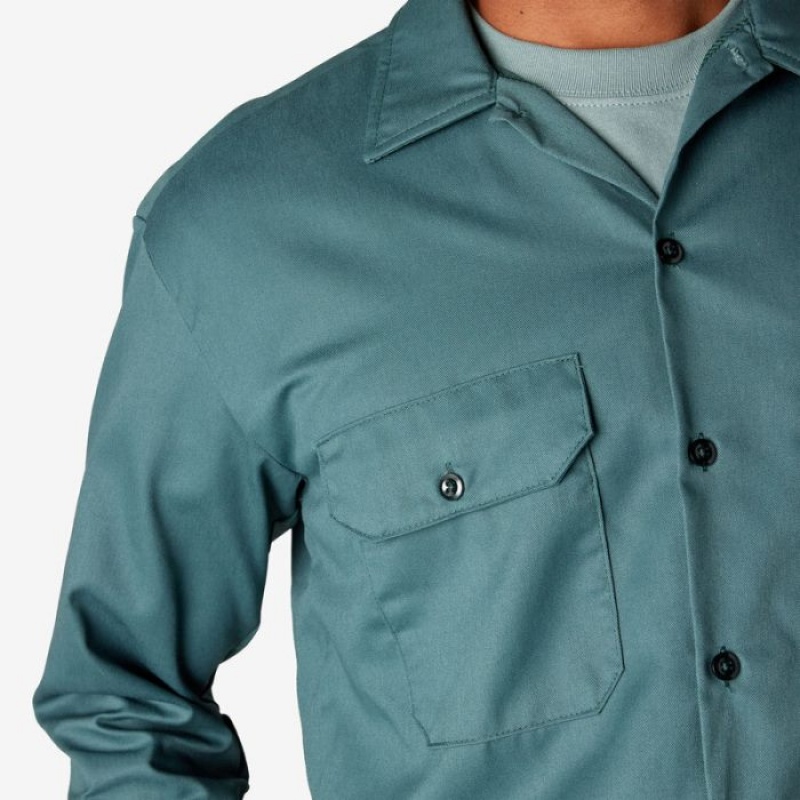 Dickies Long Sleeve Lucru Shirt Verzi | JHBD8124