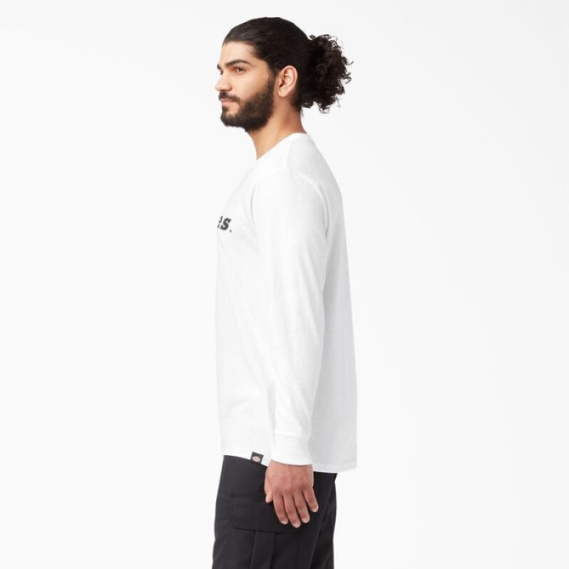 Dickies Long Sleeve Regular Fit Icon Grafice T-Shirt Albi | LSPT8225