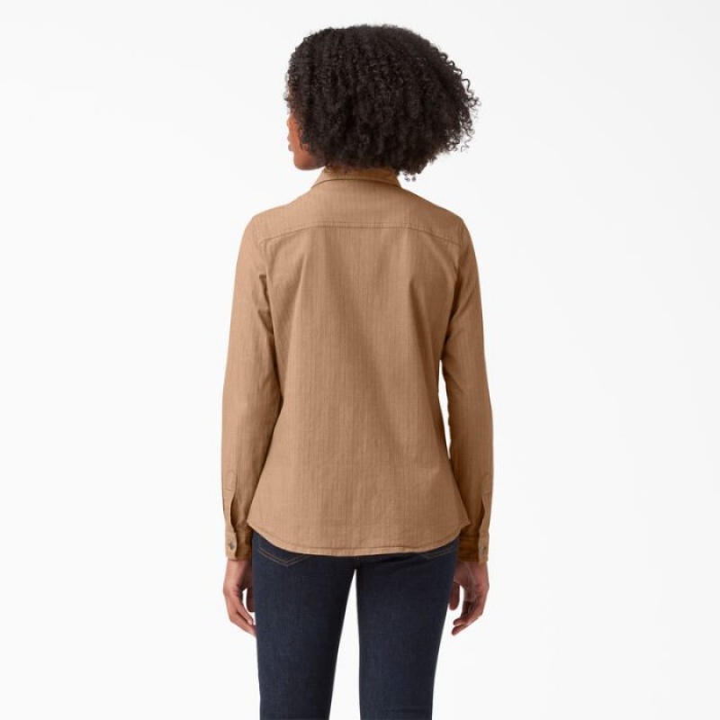 Dickies Long Sleeve Roll-Tab Lucru Shirt Maro | XDKL9655
