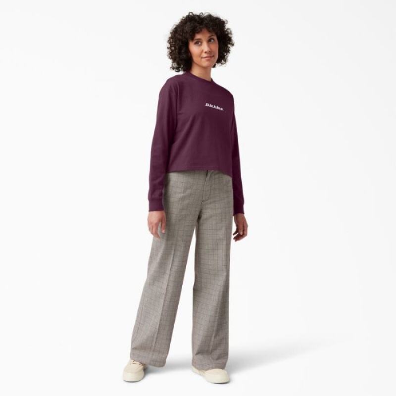 Dickies Loretto Long Sleeve Cropped T-Shirt Violet Visinii | DQDX0721
