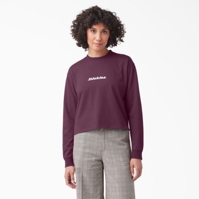 Dickies Loretto Long Sleeve Cropped T-Shirt Violet Visinii | DQDX0721