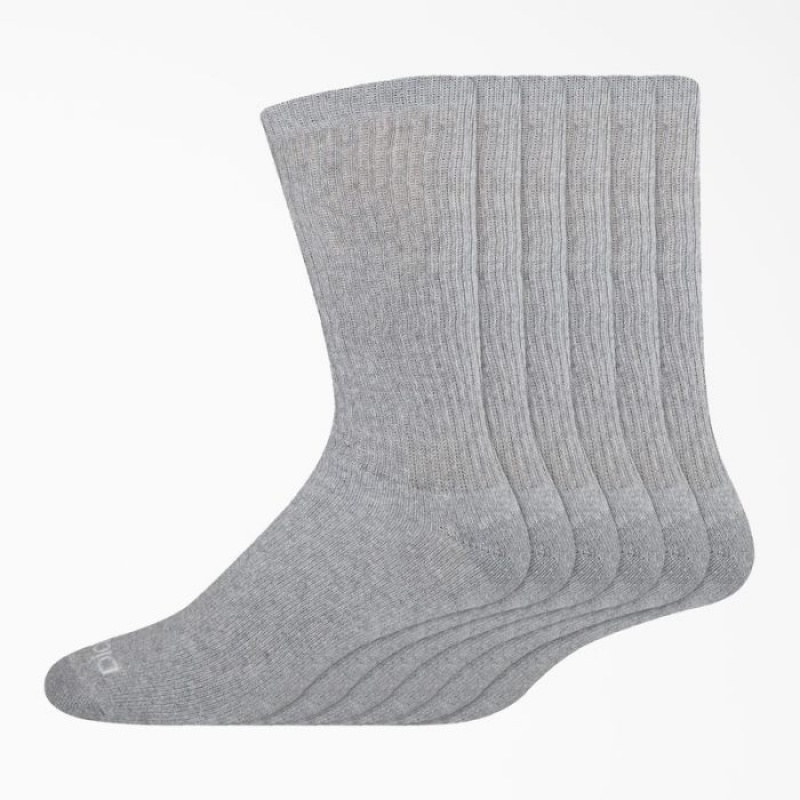 Dickies Lucru Crew Socks, Size 6-12, 6-Pack Gri | BTGC6154