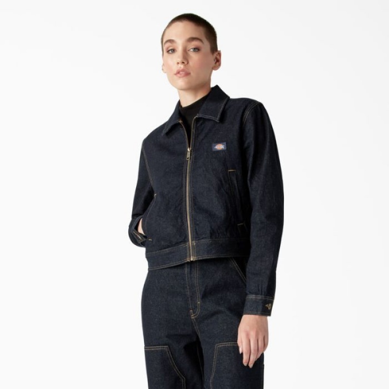 Dickies Madison Denim Jacket Indigo Albastri | GQTN3387