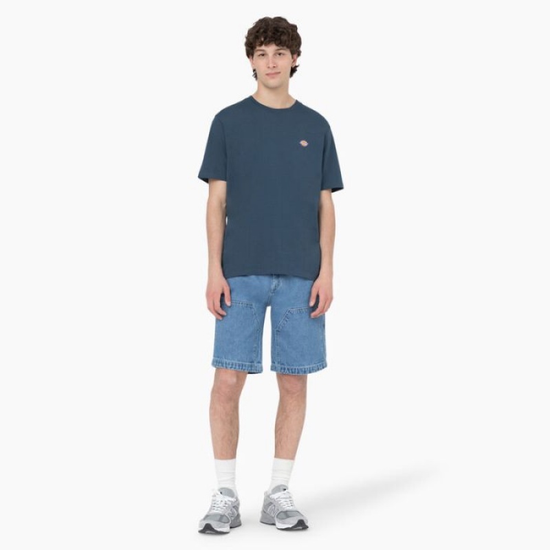 Dickies Mapleton Scurte Sleeve T-Shirt Bleumarin Albastri | PODC5299
