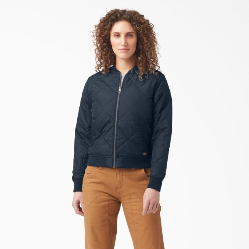 Dickies Matlasat Bomber Jacket Bleumarin | CJOI3812