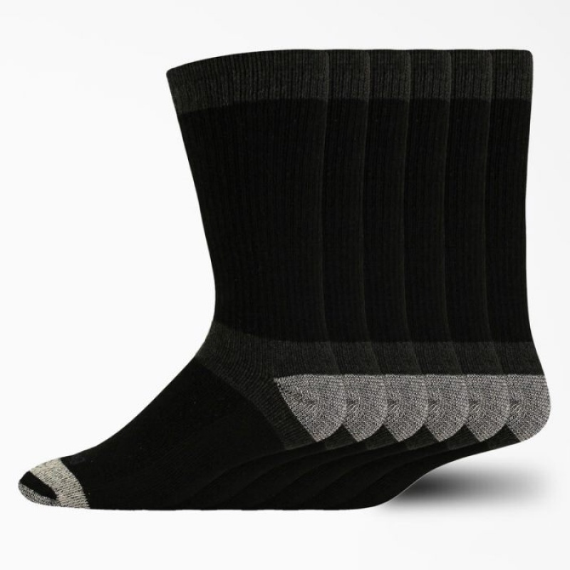 Dickies Max Cushion Crew Socks, Size 6-12, 6-Pack Negrii | TMKK9181