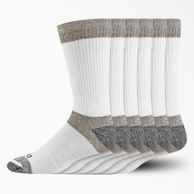Dickies Max Cushion Crew Socks, Size 6-12, 6-Pack Albi | AVAU5865