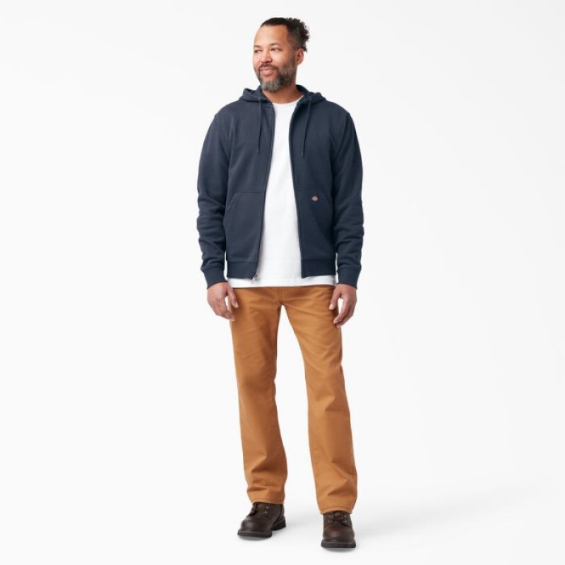 Dickies Midweight Fleece Zip Hoodie Bleumarin | QLVY0905