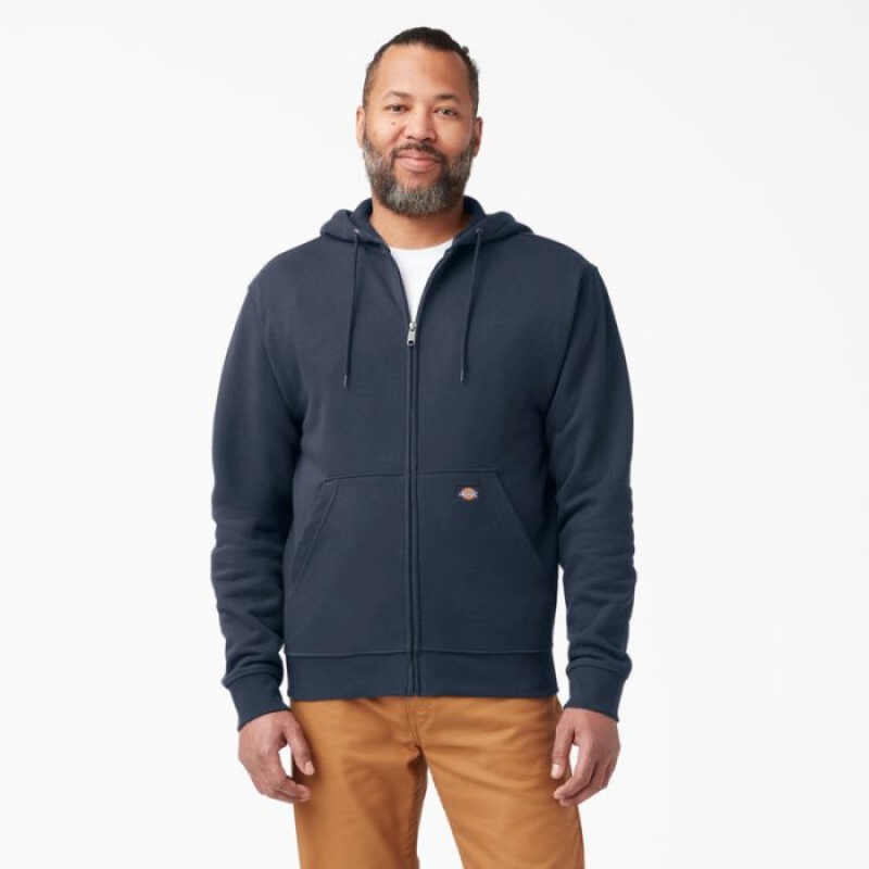 Dickies Midweight Fleece Zip Hoodie Bleumarin | QLVY0905