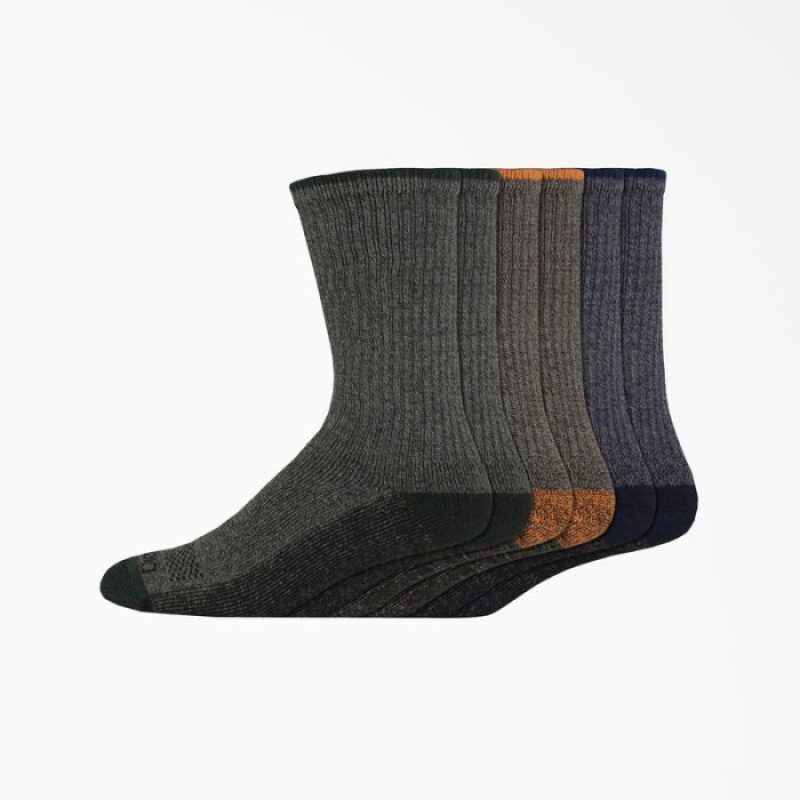 Dickies Moisture Control Crew Lucru Socks, Size 6-12, 6-Pack Albastru Deschis | SQVJ0560