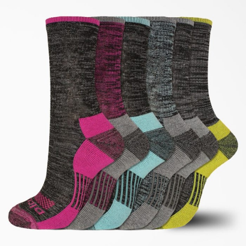 Dickies Moisture Control Free Run Crew Socks, Size 6-9, 6-Pack Negrii | ECDI4700