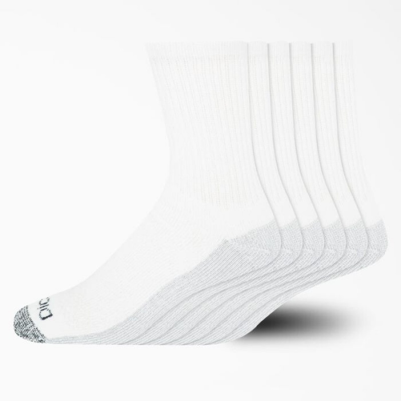 Dickies Moisture Control Mid-High-Crew Socks, Size 6-12, 6-Pack Albi | EBNI0476