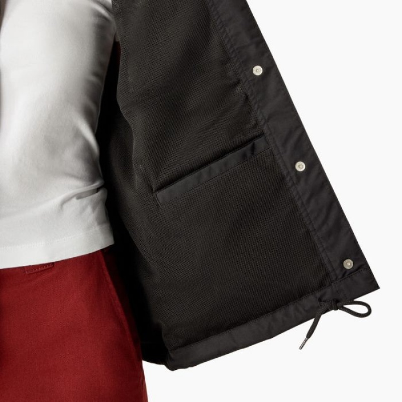 Dickies Oakport Cropped Coaches Jacket Negrii | WDLZ5203