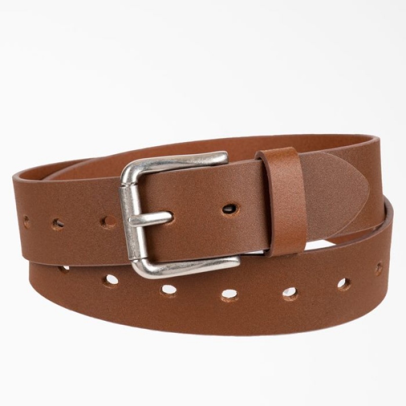 Dickies Perforated Piele Belt Maro Inchis | NMXC7375