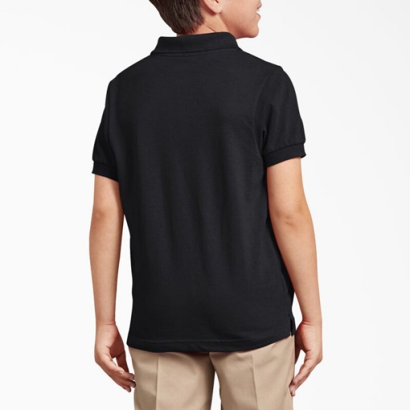 Dickies Piqué Scurte Sleeve Polo, 4-20 Negrii | IOST7820