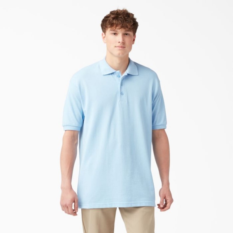 Dickies Piqué Scurte Sleeve Polo Albastri Deschis | UJEU8181
