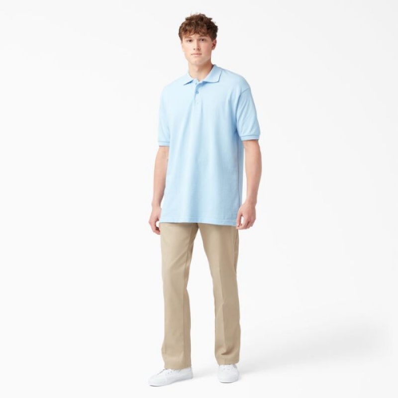 Dickies Piqué Scurte Sleeve Polo Albastri Deschis | JSVY8045