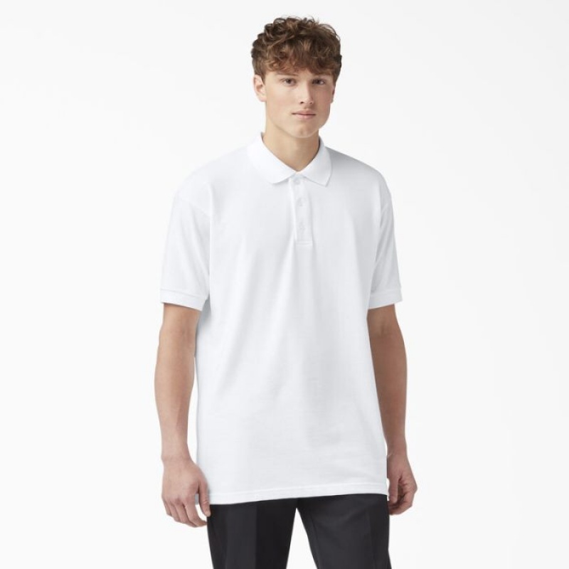 Dickies Piqué Scurte Sleeve Polo Albi | UZKQ4481