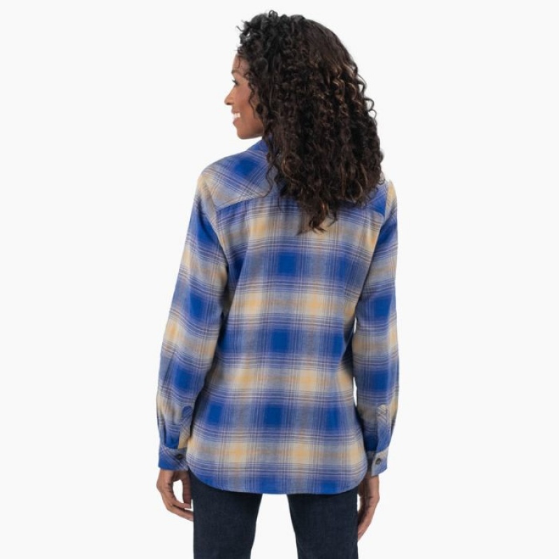 Dickies Plaid Flannel Long Sleeve Shirt Albastri | DVDK8500