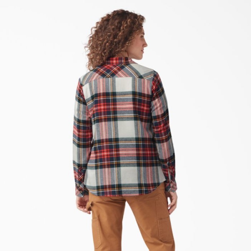 Dickies Plaid Flannel Long Sleeve Shirt Portocalii | AOQD0546