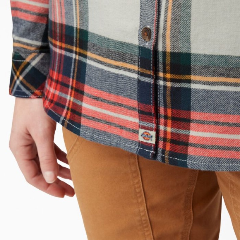 Dickies Plaid Flannel Long Sleeve Shirt Portocalii | AOQD0546