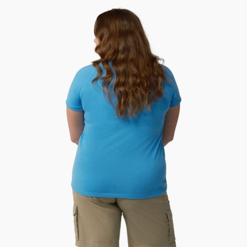 Dickies Plus Cooling Scurte Sleeve Pocket T-Shirt Azur Albastri | BYSF0623