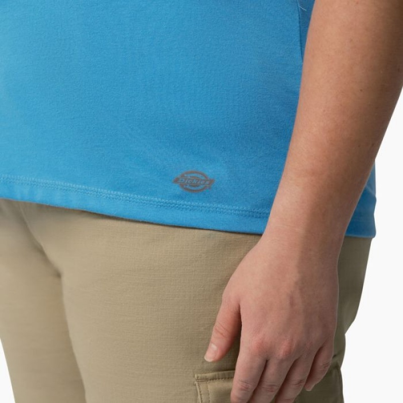 Dickies Plus Cooling Scurte Sleeve Pocket T-Shirt Azur Albastri | BYSF0623