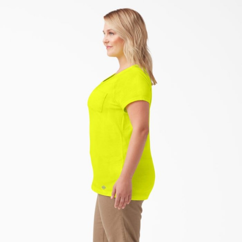 Dickies Plus Cooling Scurte Sleeve Pocket T-Shirt Galbeni Deschis | HKCM1167
