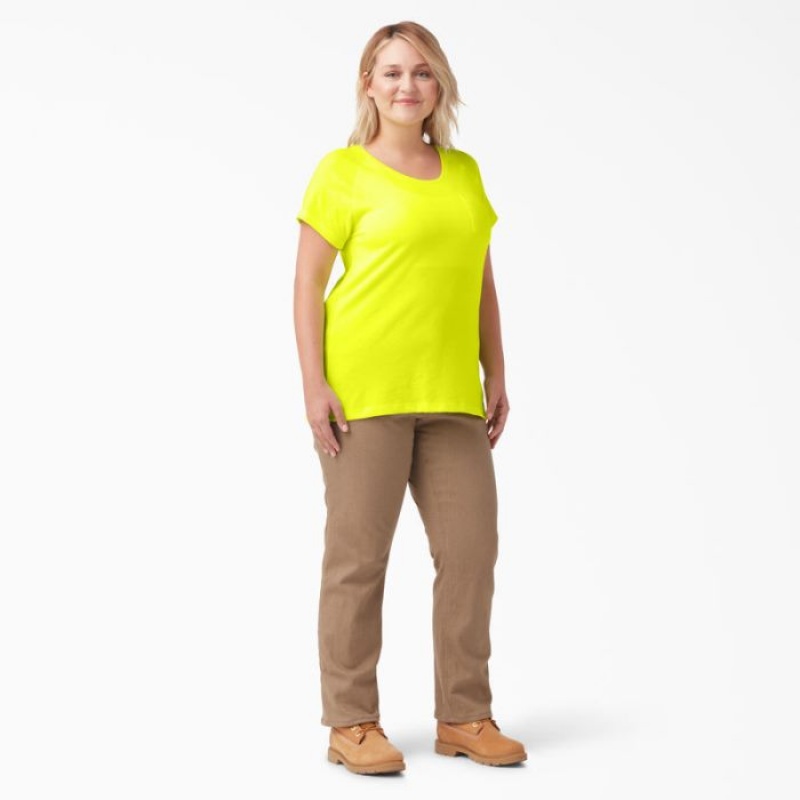 Dickies Plus Cooling Scurte Sleeve Pocket T-Shirt Galbeni Deschis | HKCM1167