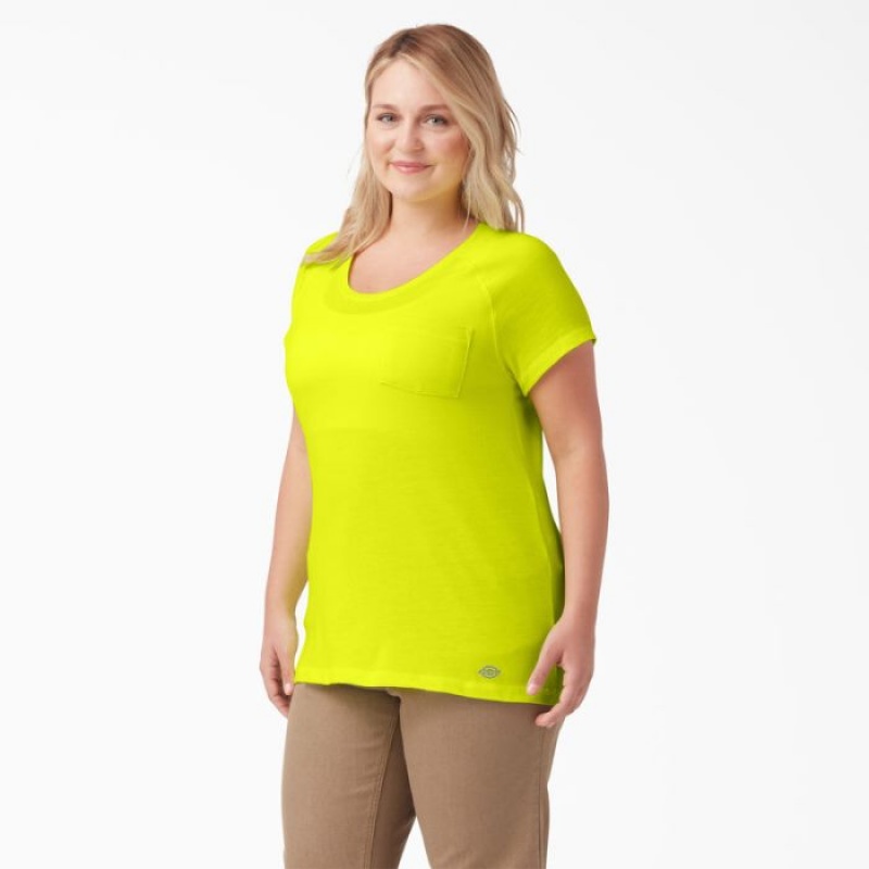 Dickies Plus Cooling Scurte Sleeve Pocket T-Shirt Galbeni Deschis | HKCM1167