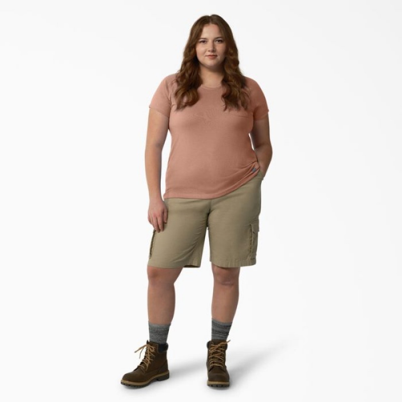 Dickies Plus Cooling Scurte Sleeve Pocket T-Shirt Cork Single Dye Heather | HNVO4174
