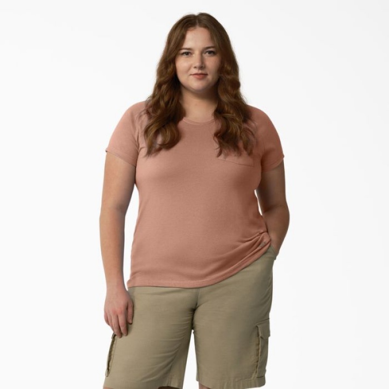 Dickies Plus Cooling Scurte Sleeve Pocket T-Shirt Cork Single Dye Heather | HNVO4174