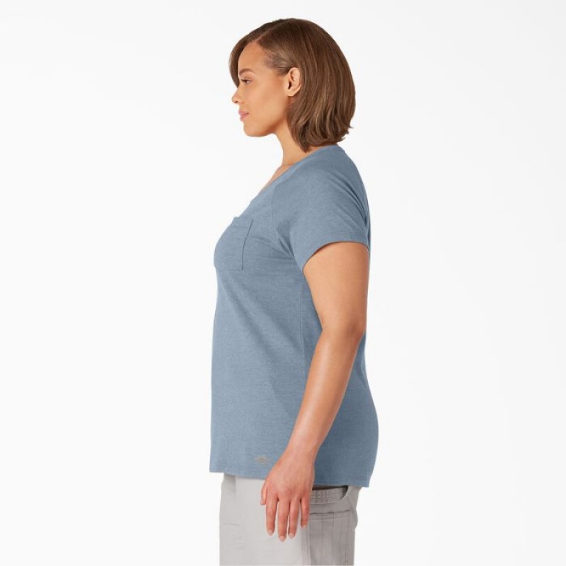 Dickies Plus Cooling Scurte Sleeve Pocket T-Shirt Albastri | JAHV2536