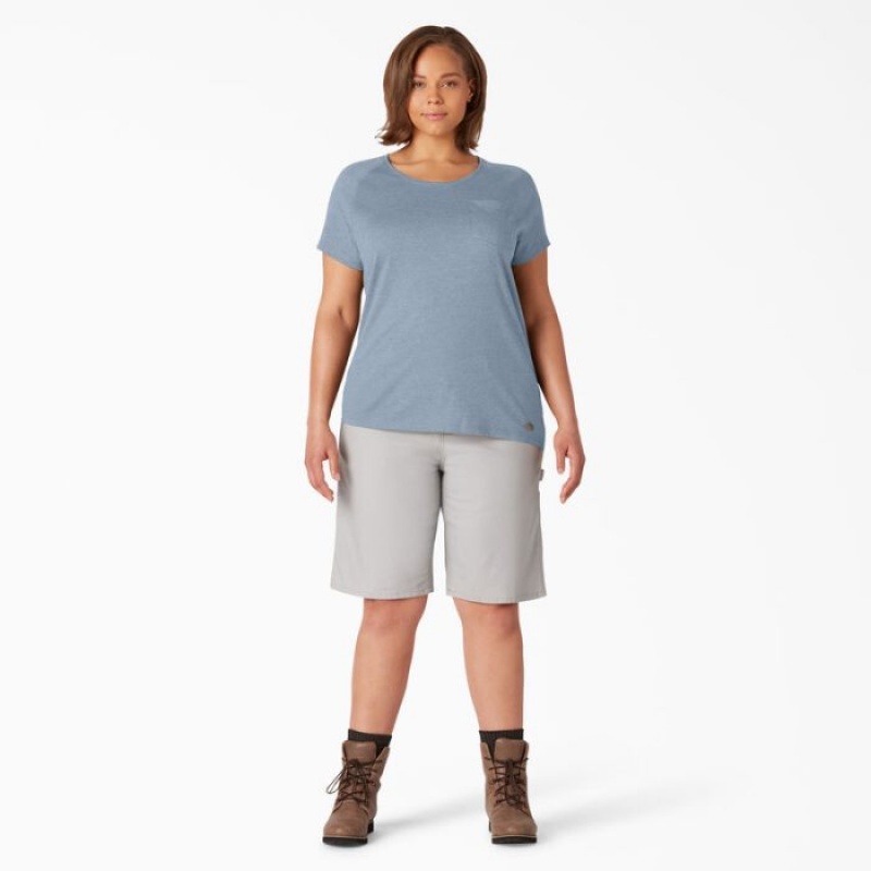 Dickies Plus Cooling Scurte Sleeve Pocket T-Shirt Albastri | JAHV2536