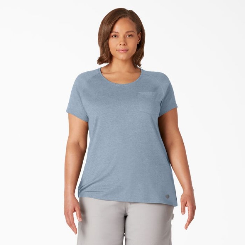 Dickies Plus Cooling Scurte Sleeve Pocket T-Shirt Albastri | JAHV2536