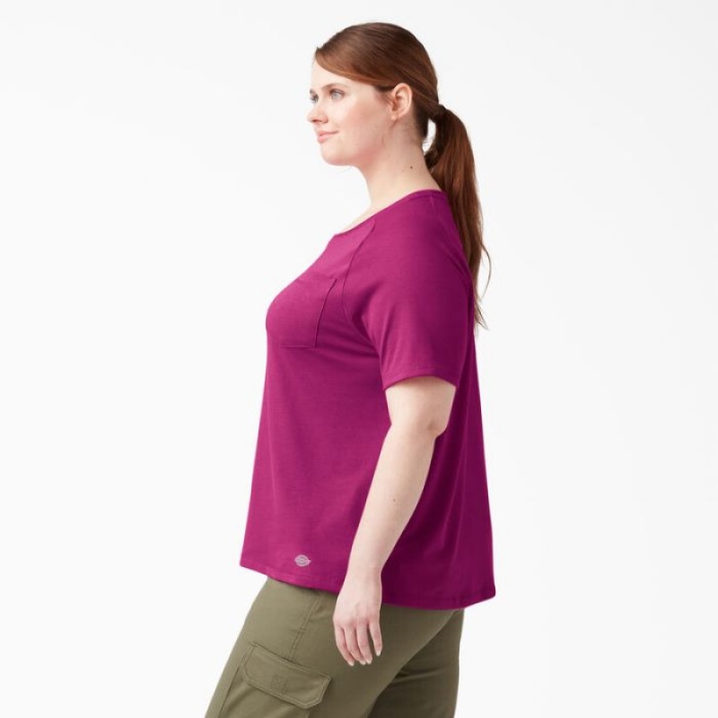 Dickies Plus Cooling Scurte Sleeve Pocket T-Shirt Fucsie | CDRF5749