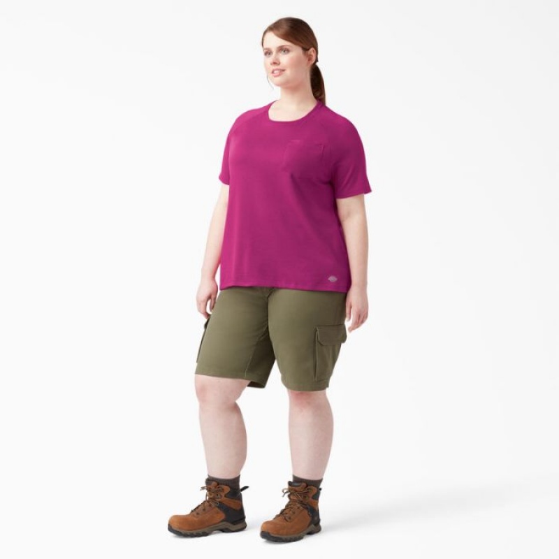 Dickies Plus Cooling Scurte Sleeve Pocket T-Shirt Fucsie | CDRF5749