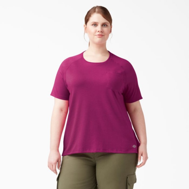 Dickies Plus Cooling Scurte Sleeve Pocket T-Shirt Fucsie | CDRF5749