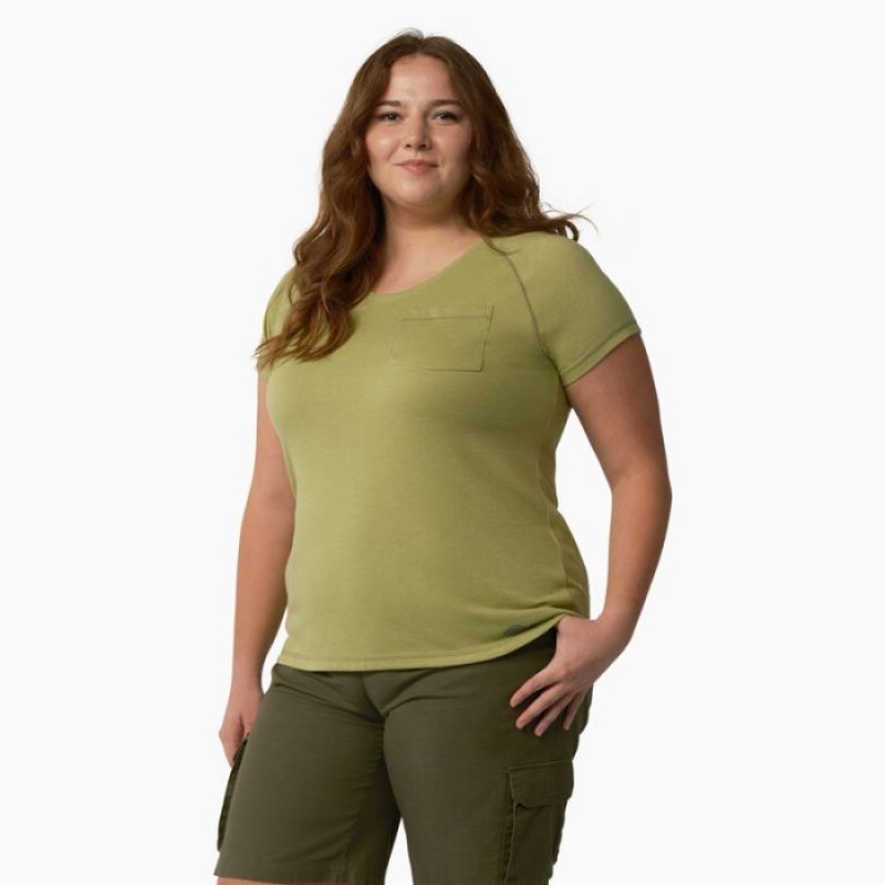 Dickies Plus Cooling Scurte Sleeve Pocket T-Shirt Fern Heather | KYEB6032