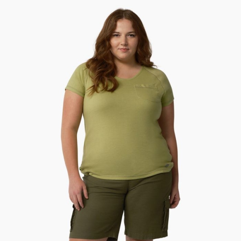 Dickies Plus Cooling Scurte Sleeve Pocket T-Shirt Fern Heather | KYEB6032