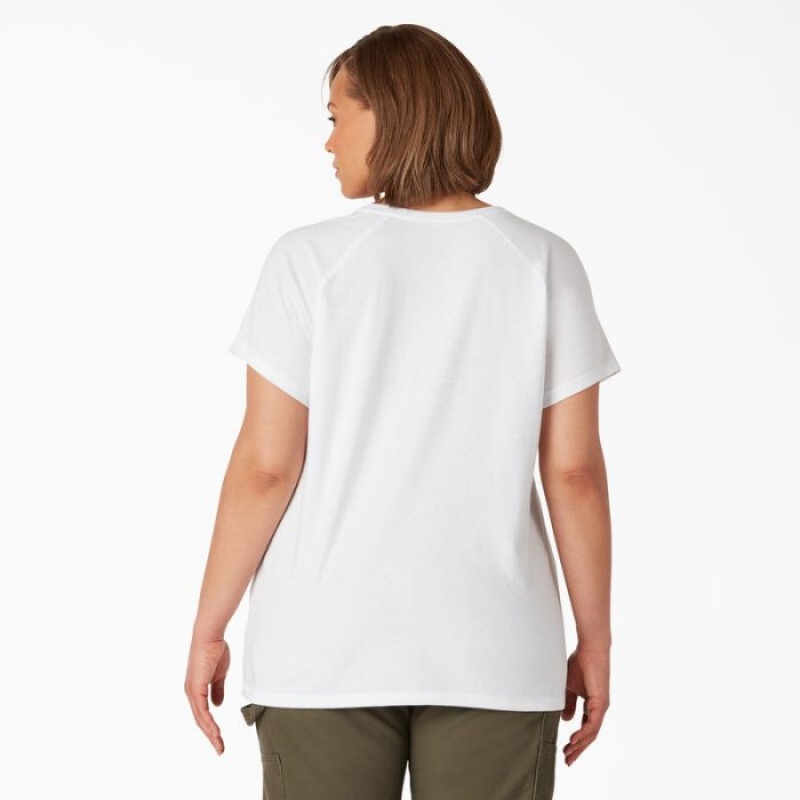 Dickies Plus Cooling Scurte Sleeve Pocket T-Shirt Albi | DVMO2912