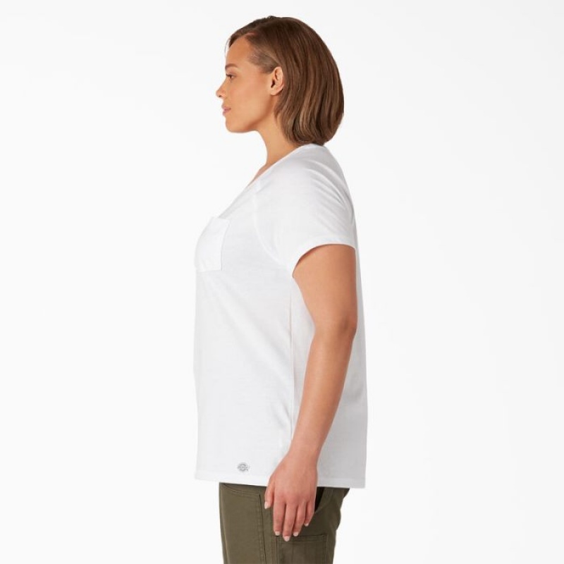 Dickies Plus Cooling Scurte Sleeve Pocket T-Shirt Albi | DVMO2912