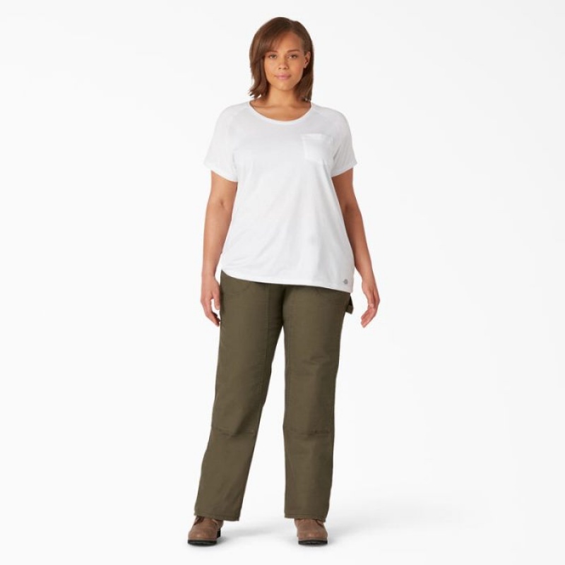 Dickies Plus Cooling Scurte Sleeve Pocket T-Shirt Albi | DVMO2912