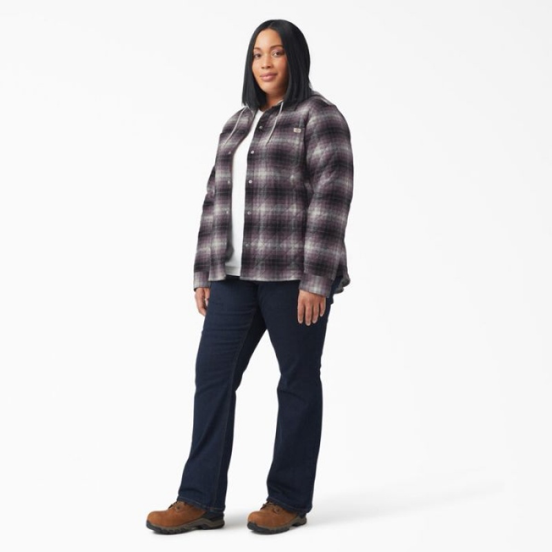 Dickies Plus Flannel Cu Glugă Shirt Jacket Violet Negrii | VAYI4554