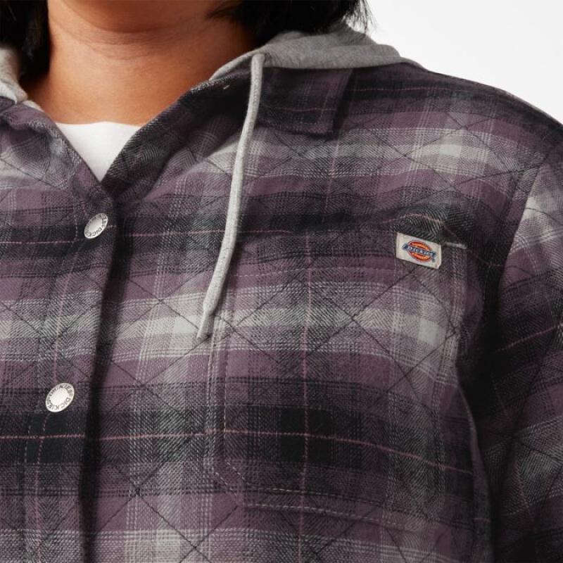 Dickies Plus Flannel Cu Glugă Shirt Jacket Violet Negrii | VAYI4554