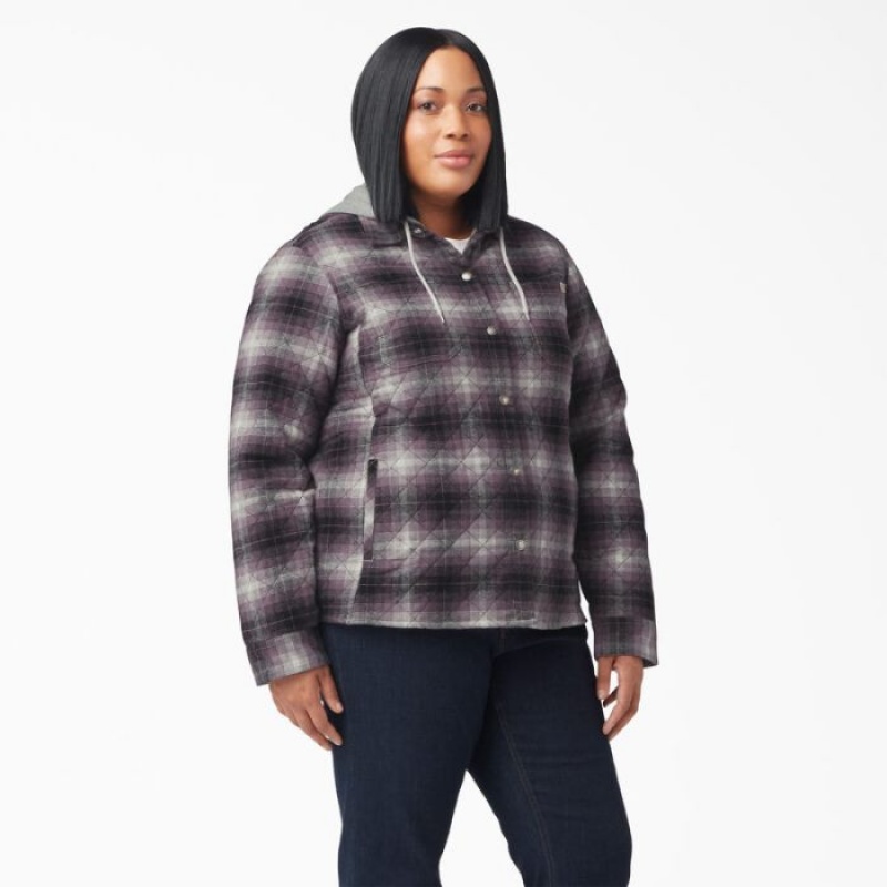 Dickies Plus Flannel Cu Glugă Shirt Jacket Violet Negrii | VAYI4554