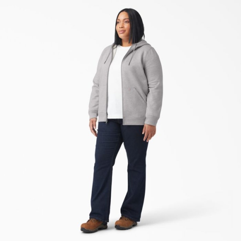 Dickies Plus Heavyweight Full-Zip Hoodie Gri | FRLT8253