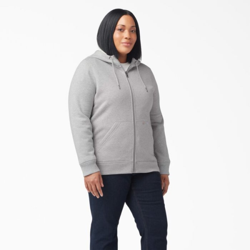 Dickies Plus Heavyweight Full-Zip Hoodie Gri | FRLT8253