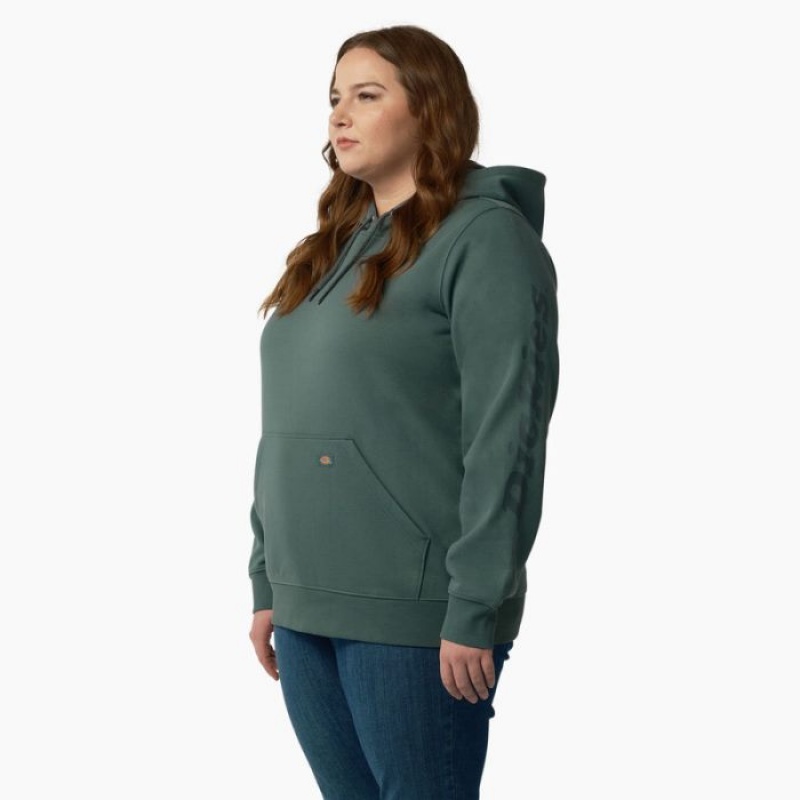 Dickies Plus Heavyweight Logo Sleeve Pullover Verzi | DLPJ7007